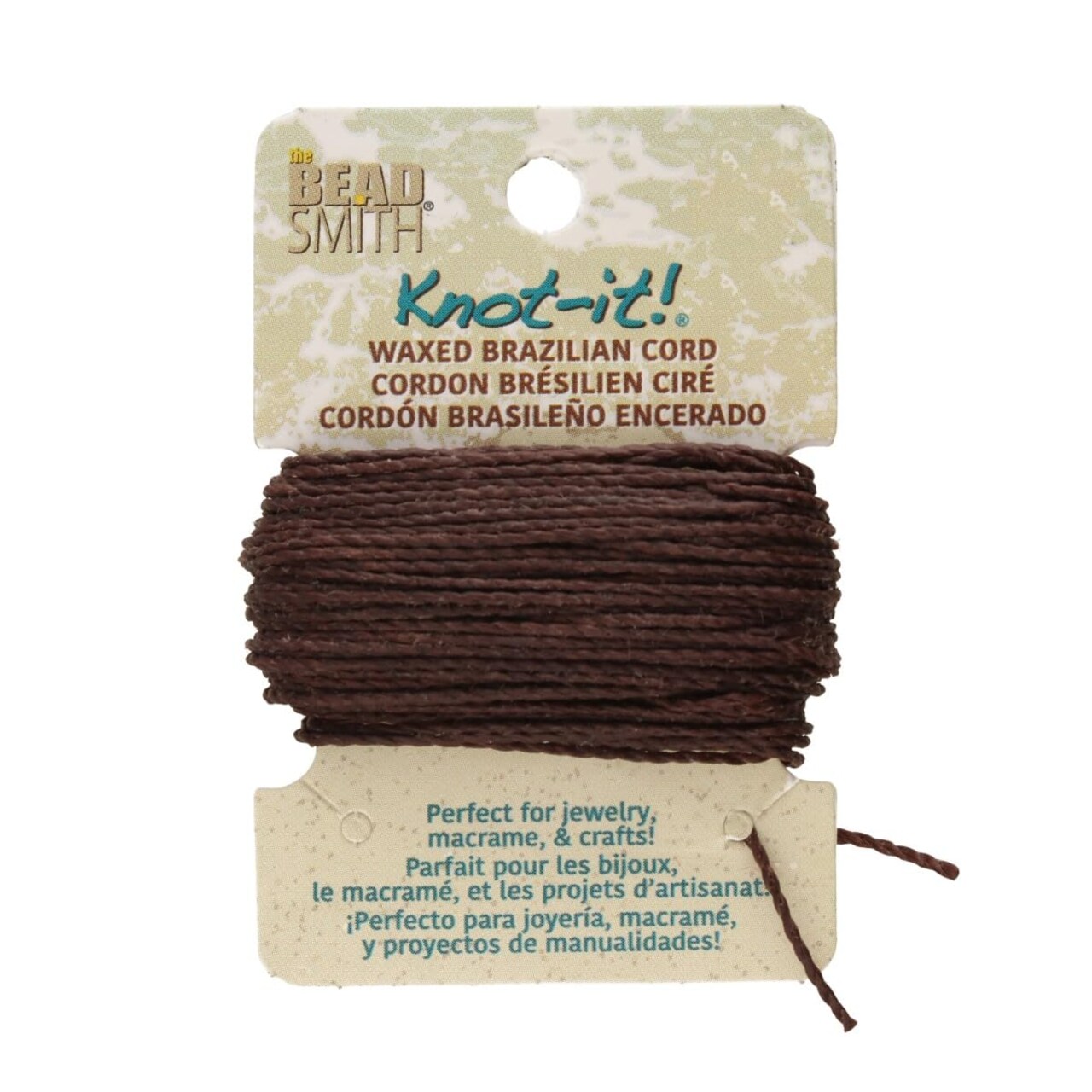 The Beadsmith Waxed Brazilian Cord, 0.7 mm Diameter, Light Wax, 15 Yards (13.7 m)